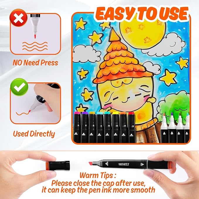 120 Colors Alcohol Markers with Base, Permanent Dual Tip Art Markers for Adults Anime Coloring Sketch Illustrations Pefect for Gift- Refillable