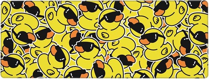 Funny Rubber Ducks with Sunglasses XL Large Mouse Pad with Stitched Edges Long Non-Slip Rubber Base Mousepad Laptop Keyboard Mat Desk Pad for Office Home Desk Decor, 31.5" X 11.8"