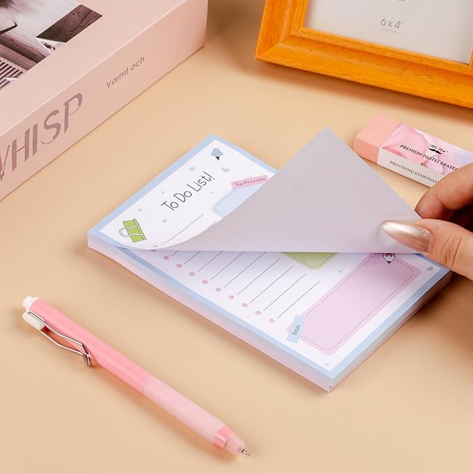 Mr. Pen- to Do List Sticky Notes, 4"x6", 4 Pads, 200 Sheets, School Style, to Do List Notepad, Lined Sticky Notes, Todo List Notepad