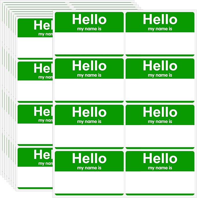 200 Pcs St. Patrick's Day Name Tags Stickers, 3.5" x 2.25" Hello My Name is Stickers, Green Name Tag, Adhesive Label Sticker for Office, Meeting, School, Teachers and Mailing