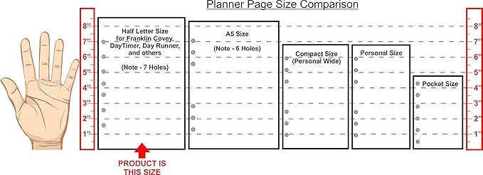 Classic Size Dot Grid Paper Refill, 5mm Spacing, Sized and Punched with 7 Holes for 7-Ring Notebooks Such as Franklin, etc. (5.5" x 8.5")
