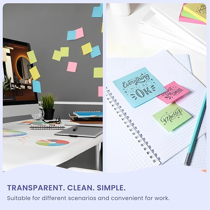 3x3 Inches Sticky Notes Variety Pack, 18 Pads Self Stick Notes, 50 Sheets/Pad, Included 8 Blank Pads, 6 Lined Pads and 4 Transparent Sticky Notes, 900 Total Sheets