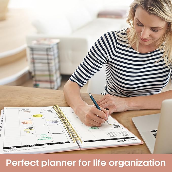 2026 Planner, Weekly and Monthly Calender Planner, Jan 2026 to Dec 2026, Hardcover 2026 Calendar Book with Tabs & Inner Pocket, Office Home School Supplies for Women & Men - A4 (8.5" x 11"), Pink