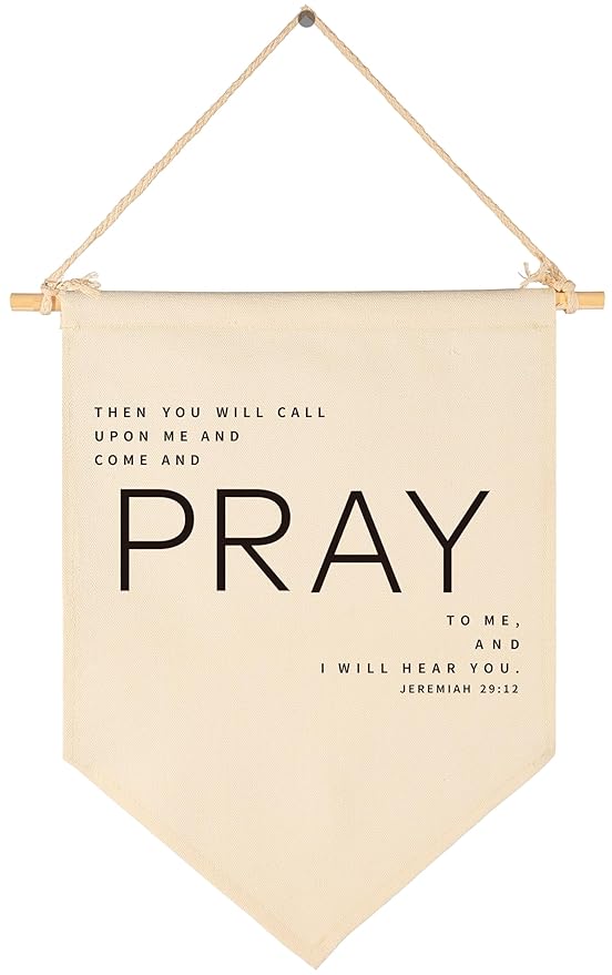 Inspirational Christian Bible Verse Scripture Banner Flag Sign Pennant Poster Wall Decor Gifts for Home Office Religious Motivational Door-Then You Will Call Upon-Birthday Christmas Gift-15.6"x11"