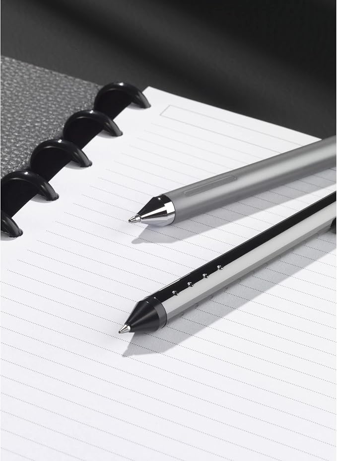 TUL® Fine Writing Solid Metal Barrel Ballpoint Pen With 2 Refills, Medium Point, 1.0 mm, Silver Barrel, Assorted Ink Colors