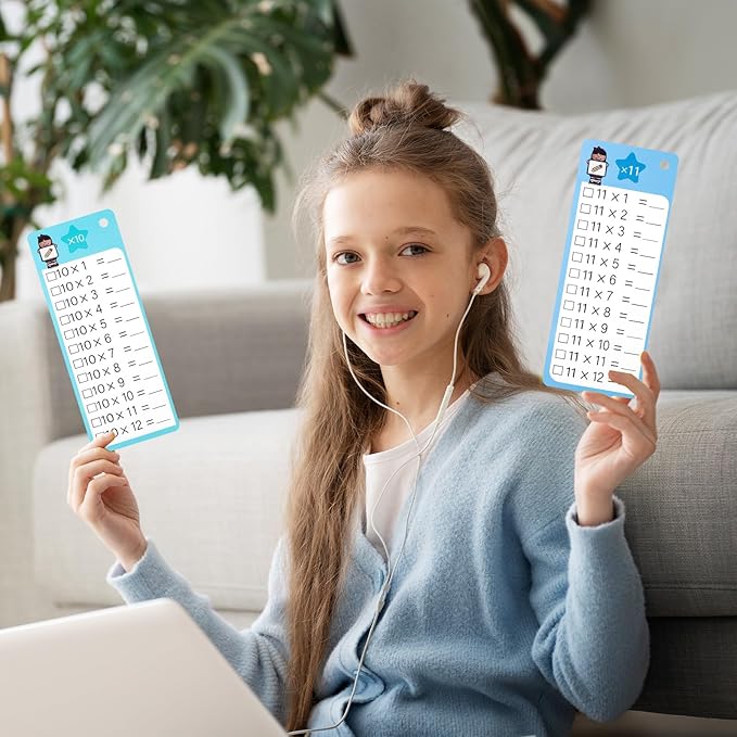 29Pcs Multiplication and Division Flash Cards, Math Flash Card with 4 Dry Erase Pens 2 Rings, Time Table Flash Cards for 1st to 3rd Grades Fun Learning with Math Game