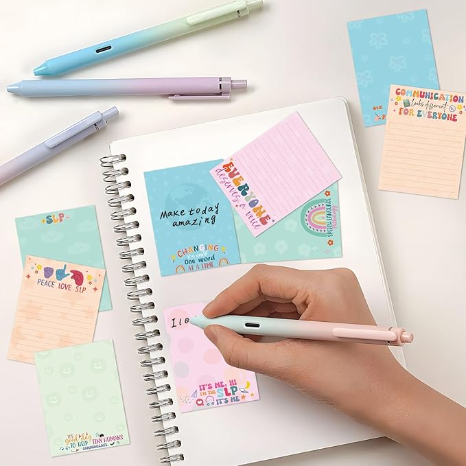 Speech Language Pathologist Sticky Notes Gifts, 9 Pack SLP Appreciation Notepads 3x4 Inches, Speech Therapy Writing Memo Pads Gifts for Women Men, School Office Supplies (450 Sheets)