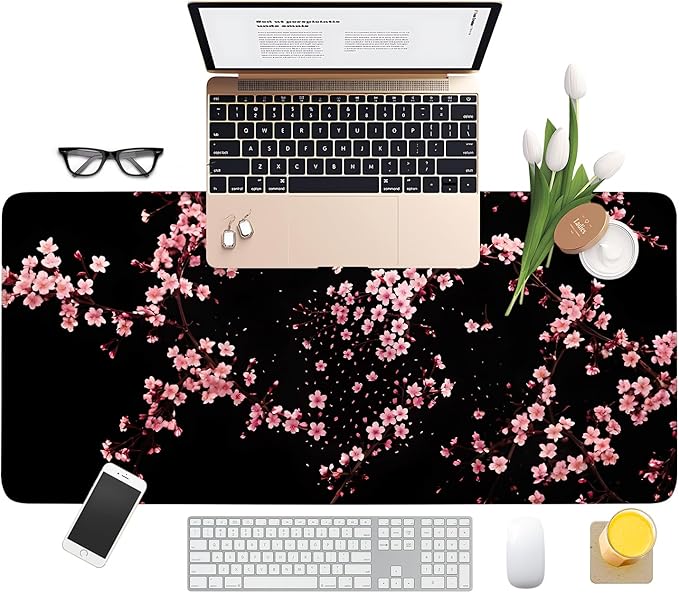 Cherry Blossom Extended Gaming Mouse Pad 35.4 x 15.7 Inch – Japanese-Inspired Desk Mat for Gaming, Office, and Study with Non-Slip Rubber Base
