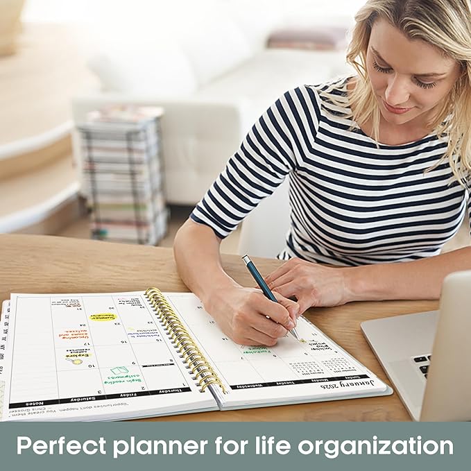 2026 Planner, Weekly and Monthly Calender Planner, Jan 2026 to Dec 2026, Hardcover 2026 Calendar Book with Tabs & Inner Pocket, Office Home School Supplies for Women & Men - A4 (8.5" x 11"), Dusty Blue