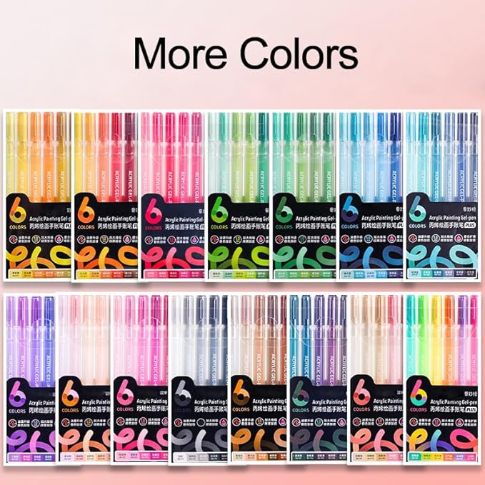 Acrylic Gel Pens for Coloring Books, Quick Dry 6 Pcs 1.0mm Fine Point Gel Marker Pen for Drawing, Journaling Art, Black