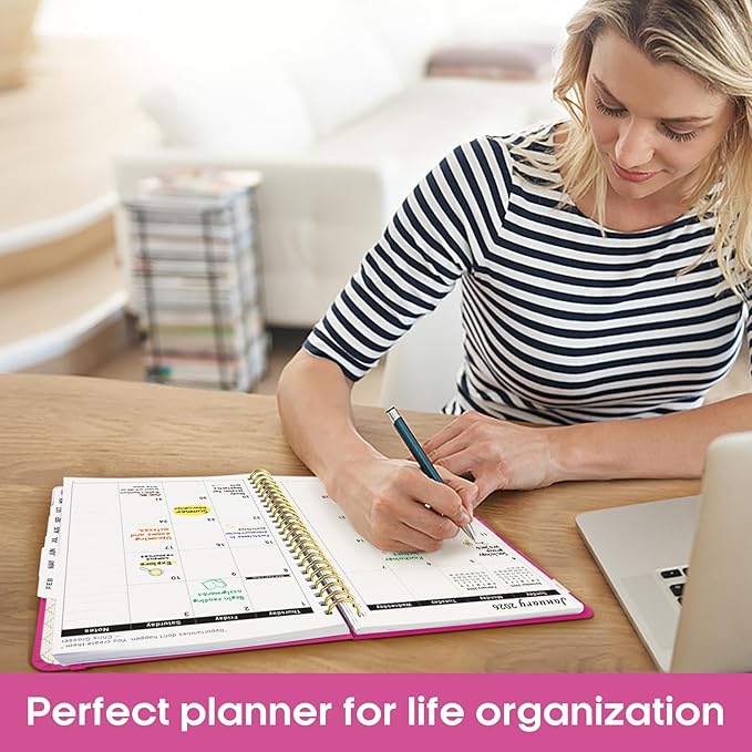 2026 Planner, Weekly and Monthly Calender Planner, Jan 2026 to Dec 2026, Hardcover 2026 Calendar Book with Tabs & Inner Pocket, Office Home School Supplies for Women & Men - A5 (6.3" x 8.5"), Fuchsia Pink