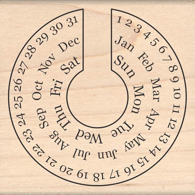 Stamps by Impression Round Journal, Habit Tracker, Date, Calendar Rubber Stamp 2" ST 1102
