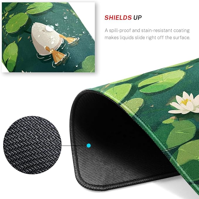 Cute Goose Desk Pad Mat with Stitched Edges and Non-Slip Rubber Base, Premium-Textured Mouse Pad for Laptop, Computer & PC, Gaming & Working, Waterproof Mousepad