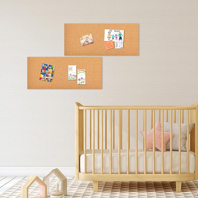17x8 Corkboard Tiles Bulletin Board, 1/2" Thick Self-Adhesive Cork Boards for Walls, Cork Tiles Vision Board for Home, Office, School, Bulletin Board Decorations(12mm,1pc)