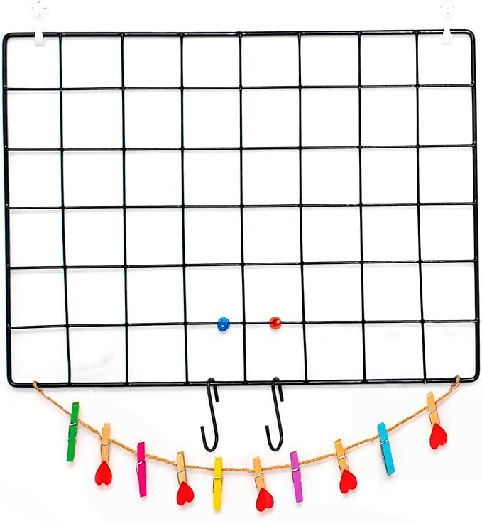 1 Pack Black Metal Magnetic Wire Grid Panels | Photo & Picture Display Wall Organizer | Grid Board | Hanging Home & Office Decor