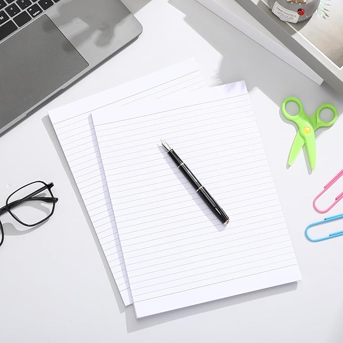2 Pads 100 Sheets Large White Lined Sticky Notes 8.5 x 11 Inch Self Stick Note Pads White Self Adhesive Sticky Notepad for Home Office Supplies School Gift Set