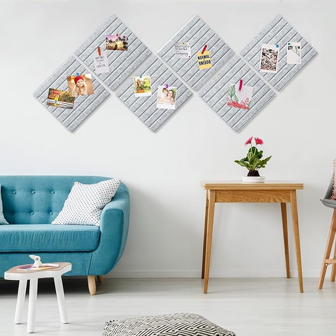 Large Cork Board for Walls, Yunihome 12 Pack 36" x 48" Felt Bulletin Board Wall Tiles for Home Kitchen School Office Wall Decor with Assorted Colors DIY Decorative Push Pins Sets