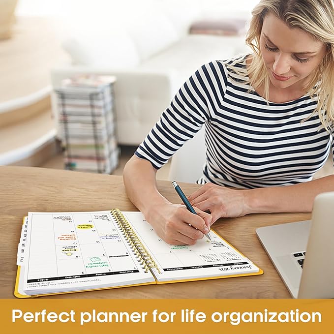 2026 Planner, Weekly and Monthly Calender Planner, Jan 2026 to Dec 2026, Hardcover 2026 Calendar Book with Tabs & Inner Pocket, Office Home School Supplies for Women & Men - A5 (6.3" x 8.5"), Yellow