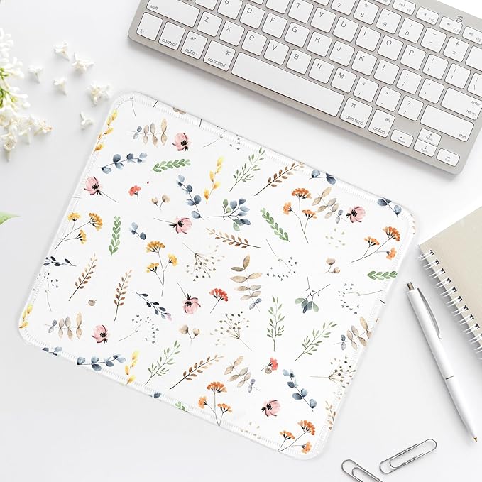 Flower Square Mouse Pad,Non-Slip Rubber Base Mouse Pad,Home Office Decoration Desktop Accessory,Laptop Mouse Pad for Office Laptops,9.4x7.8x0.12inch 8