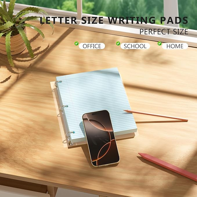 Blue Loose Leaf Paper 200 Sheets Colored Filler Paper 2 Pack 8 * 10.5 College Ruled 3-Hole Punched Paper for 3-Ring Binders Notebook Lined 8" x 10.5"