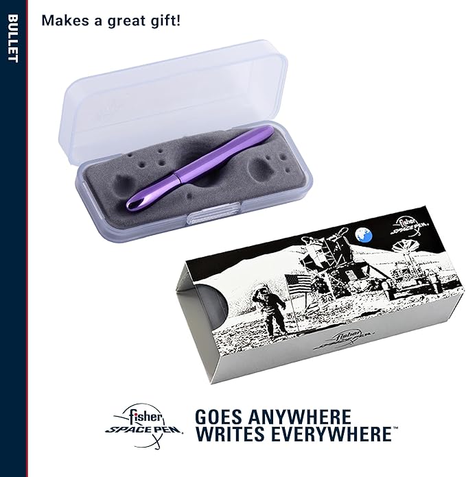 Fisher Space Pen Bullet Space Pen, Purple Haze Pressurized Ballpoint Pen, Compact Pocket Size, Writes Upside Down and in Extreme Temperatures, Smooth Black Ink, Medium Point, Gift Box, Made in the USA
