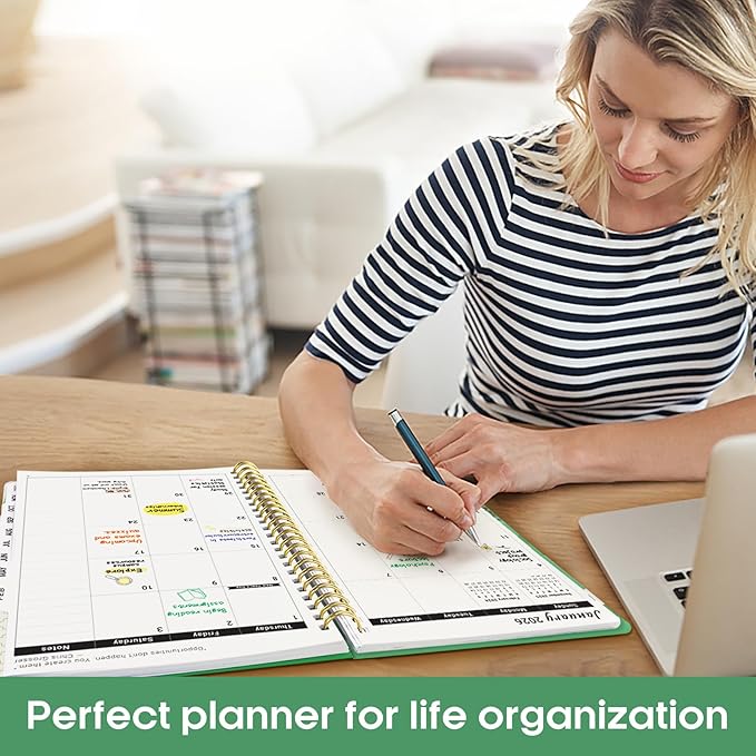 2026 Planner, Weekly and Monthly Calender Planner, Jan 2026 to Dec 2026, Hardcover 2026 Calendar Book with Tabs & Inner Pocket, Office Home School Supplies for Women & Men - A4 (8.5" x 11"), Racing Green