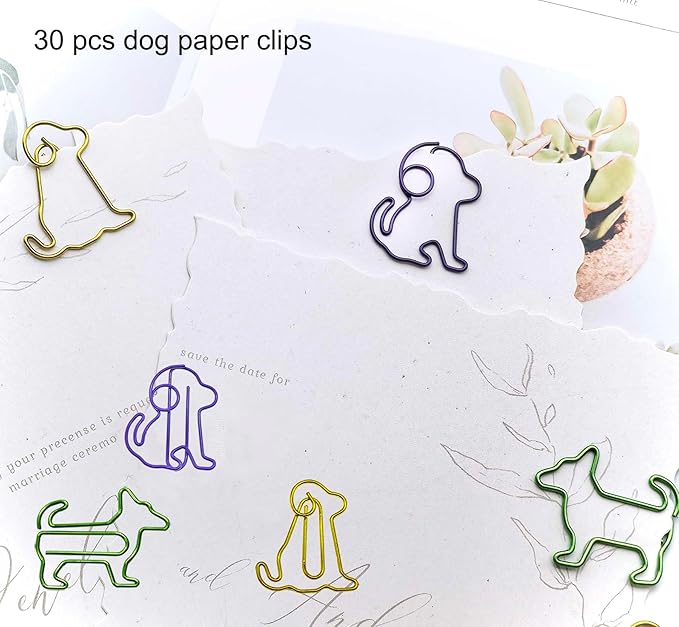 Cute Dog Paper Clips Decorative Animal Paperclips, Dog Gift for Dog Lover,Valentines Day Teacher Gifts, 30 PCS
