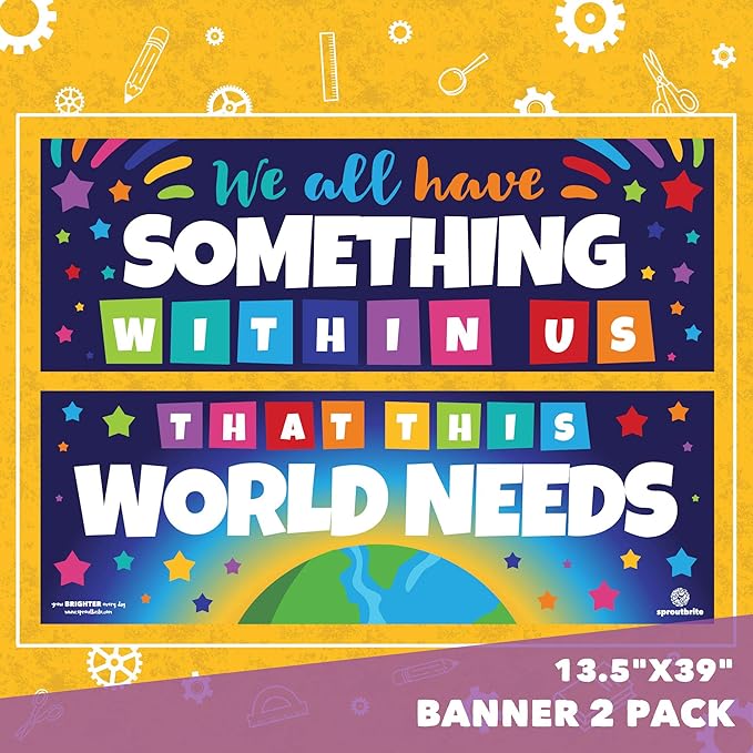 Sproutbrite 13.5" x 39" Classroom Decorations - Banner and Poster for Teachers - Bulletin Board and Wall Decor for Pre School, Elementary and Middle School