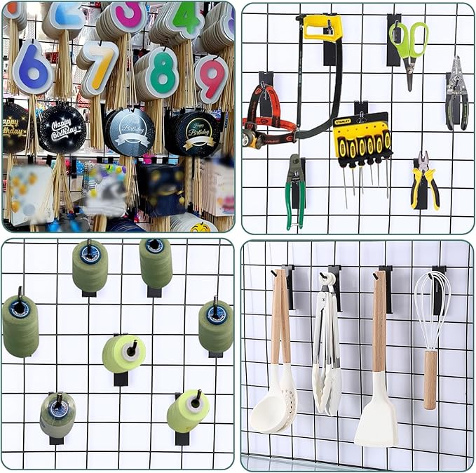 Sumnacon Grid Wall Hanging Hooks 35 Pcs Hooks for Grids Wall Notch 2 Inch Black Grid Walls Hangers, Sturdy Metal Display Hook for Craft Show, Retail Store, Home Dispaly