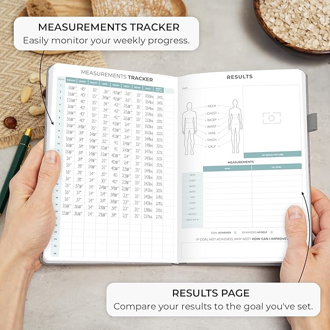 Clever Fox Food Journal - Daily Food Diary, Meal Planner to Track Calories & Nutrients, Weight Tracker Notebook, A5 (Gray)