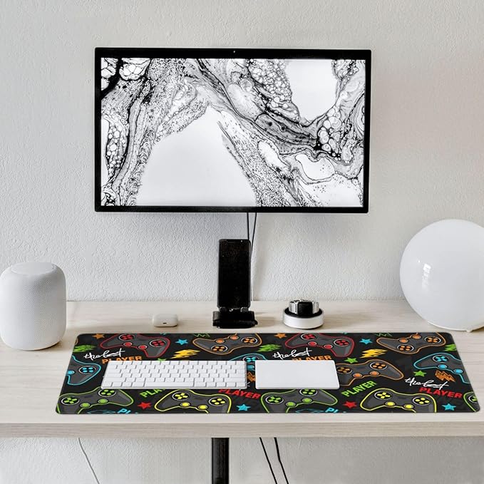 Video Game Controller Mouse Pads XXL Extended Mousepad with Stitched Edges Gaming Joysticks Non-Slip Rubber Base Computer Keyboard Pad Desk Mat for Home Office Desk Decor, 35.4" X 15.7"