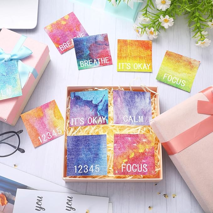 Crtiin 80 Pcs Anxiety Sensory Stickers with Inspirational Quotes Calm Textured Relief Mental Health Stickers Office Adhesive Sensory Tape Anti Stress for Adults(Classic)