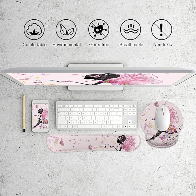 Lateefah Mouse Pad with Wrist Rest, 3-in-1 Gaming Mouse Pad, Keyboard Wrist Rest, Ergonomic Memory Foam Mousepad with Wrist Support for Computer Keyboard