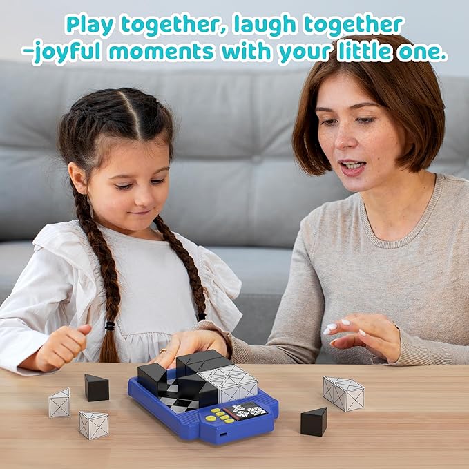 Smart Brain Teaser Game with 210 Challenges & 3D Puzzle Blocks - Self-Checking Montessori Toy for Kids, Teens, Adults to Train Logic Spatial Skills, 3 Difficulty Levels Educational Gift