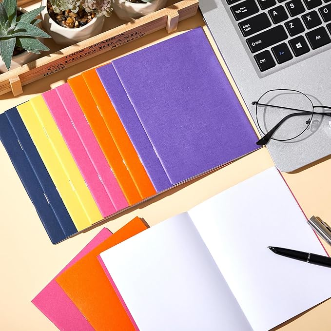 Kosiz 100 Pcs Colorful Blank Books Bulk Blank Books for Kids to Write Stories Mini Notebooks Hardcover Sketchbooks Journal for Drawing Writing (Classic Color)