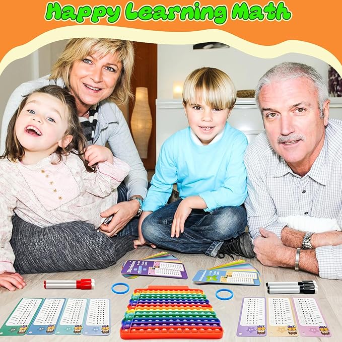 Multiplication Flash Cards + Division Flash Cards + Math Board, Math Flash Cards & Chart, Times Table Manipulatives for Preschoolers 3rd,4th,5th,6th Grade
