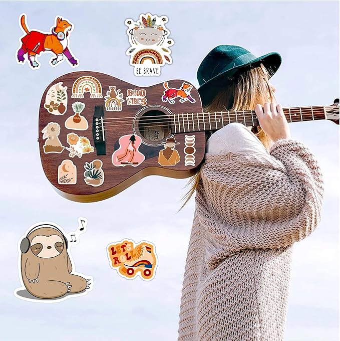 300 PCS Aesthetic Boho Stickers, Cute Vinyl Waterproof Stickers for Water Bottles Laptop Phone Journaling Scrapbook Junk Journal, Scrapbooking Supplies Kit, Sticker Packs for Adults Teens