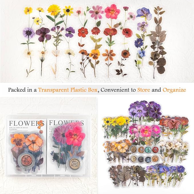 320PCS Pre-Cut Floral Stickers Set Small Flower Decal Journal Stickers PET Flower Sticker for Adult Card Making Letters DIY, Double Blade Line-Easy to Peel