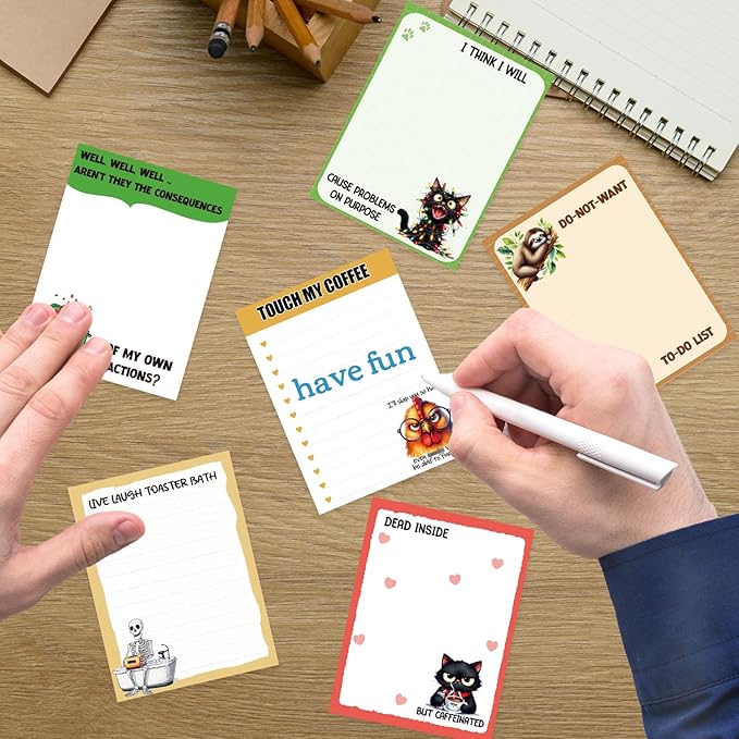 Funny Sticky Notes Gifts - 9 Pack Funny Notepads for Work 3x4 Inch, Fun Self-Stick Memo Pads Gifts for Coworkers, Sarcastic Work Gag Office School Supplies (450 Sheets)