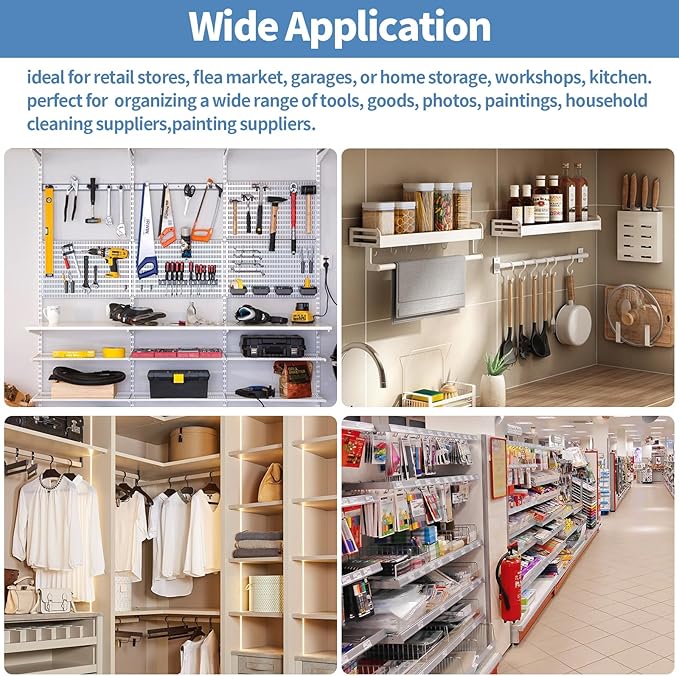 20Pcs Gridwall Hooks, Metal Grid Panel Hanging Peg Hooks, Grid Wall Accessory for Clothes Storage, Home Organization, Retail Display (White, 6"/15Cm)