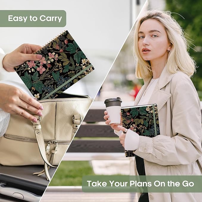 2026 Planner, Weekly and Monthly Calendar Planner Book, January 2026 - December 2026, Hardcover Spiral Planner with Monthly Tabs, Notes Pages, Perfect for Women & Men, A5 (6.4" x 8.5") - Botanical