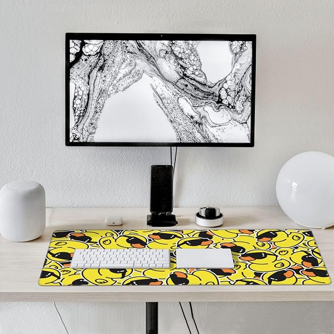 Cartoon Rubber Duck with Sunglasses Mouse Pads XXL Extended Mousepad with Stitched Edges Non-Slip Rubber Base Computer Keyboard Pad Desk Mat for Home Office Desk Decor, 35.4" X 15.7"
