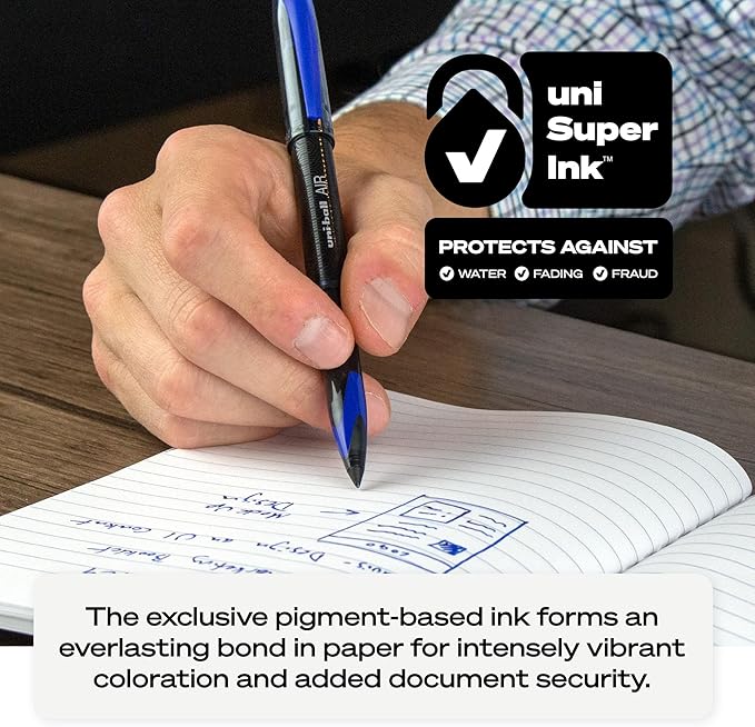 Uni-Ball Uni-Ball AIR Rollerball Pens Fine Point, 0.7mm, Black, 3 Pack