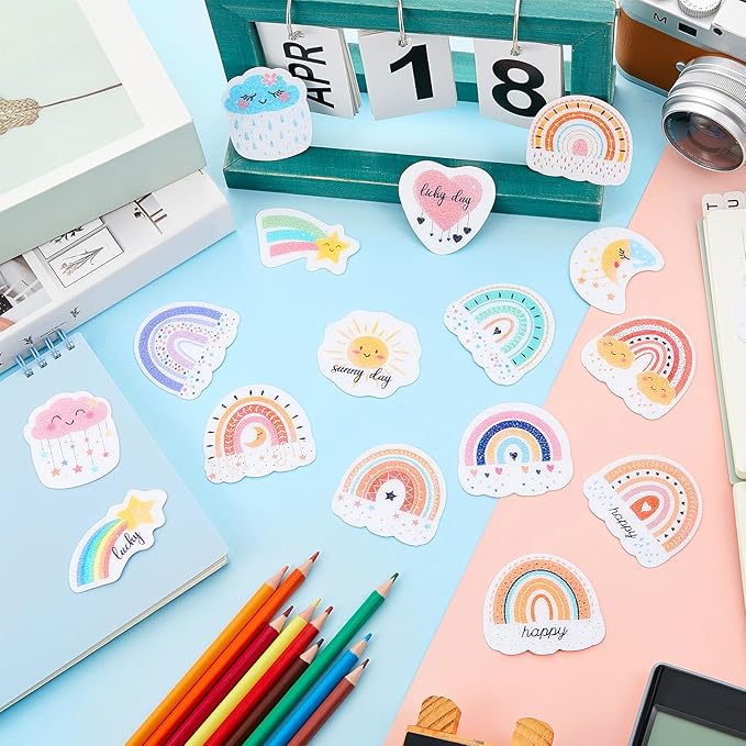 36 Pcs Anxiety Sensory Stickers Strips Adhesive Textured Mental Health Calm Stickers Mindfulness Fidget Decals Stress Anxiety Relief Items for Therapy Office Desk(Boho Style)