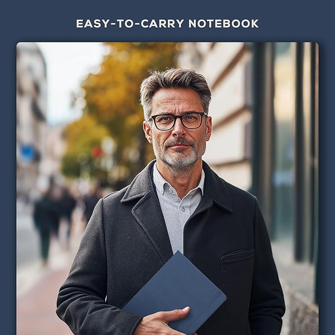 BEECHMORE BOOKS Large Lined Journal Notebook, 8.5" x 11.5" (A4) Hardcover Vegan Leather Executive Diary for Work, Thick 120gsm Paper, Lay-Flat Binding, Gift Box