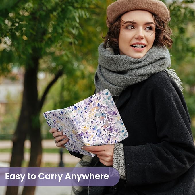 Taja Pretty Lined Journal for Women, Aesthetic Cute Hardcover Leather Journal for Writing, A5 College Ruled Notebook for Work & Note Taking, Perfect for Office School Home, 160 Pages, Purple Blocks