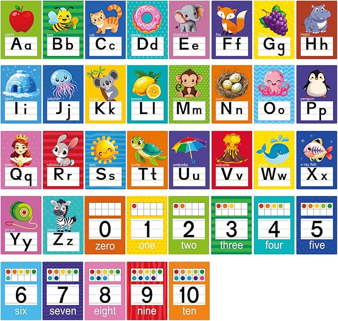 Alphabet Letters for Wall - ABC Alphabet Poster Classroom Wall Alphabet Alphabet Wall Chart Kindergarten Elementary Classroom Wall Decor Daycare Homeschool Supplies (Multi-Colored)