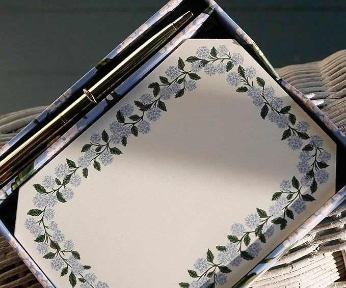 RIFLE PAPER CO. Hydrangea Note Writing Set, Take Notes with Style, Everyday Reminders or Special Occasion Use, Add a Pinch of Pinache to any Note Taking Task