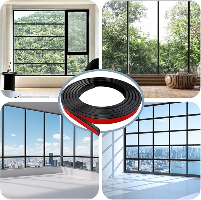 5 PCS Window Grid Kit, 32.8ft Peel and Stick Window Grids, DIY Window Grille Inserts Grid Kit, Cuttable Wall Trim Molding Door Frames (Black)