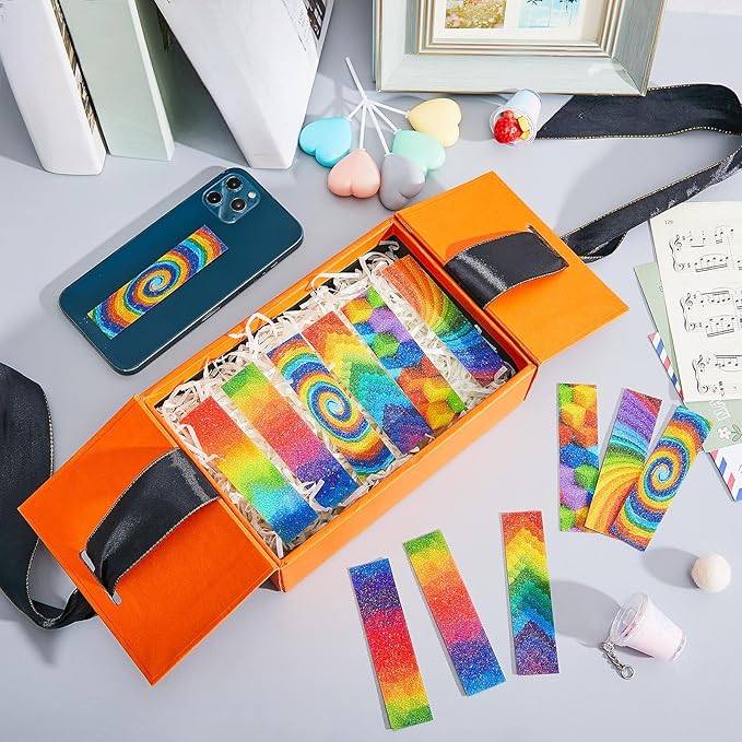 72 Pcs Anxiety Sensory Stickers Strips Adhesive Textured Mental Health Calm Stickers Mindfulness Fidget Decals Stress Anxiety Relief Items for Therapy Office Desk Counselor(Rainbow)